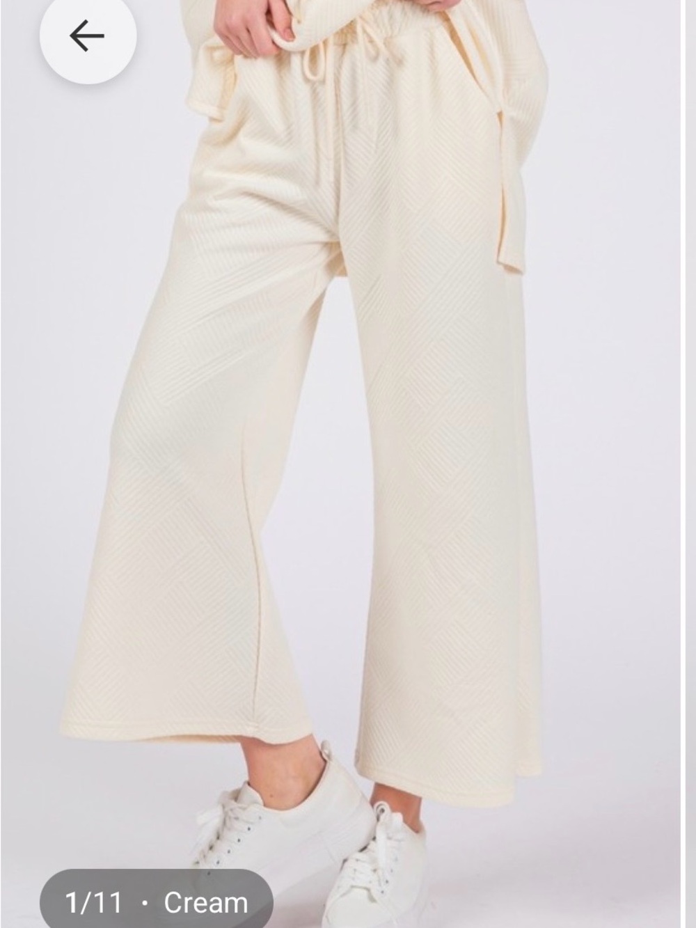 Cream Wide-Leg Lounge Pants with Drawstring Waist